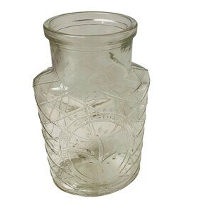 Vintage Tree Design Clear Glass Vase 8.5" Tall‎ With Diamond Pattern 7" x 5"